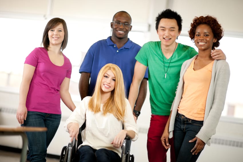 A university student in a wheelchair.